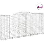 vidaXL Gabioner bågformade 10 st 400x30x180/200 cm galvaniserat järn