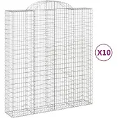 vidaXL Gabioner bågformade 10 st 200x50x220/240 cm galvaniserat järn