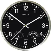 Unilux WETTY, Vägg, Quartz clock, Rund, Grå, Rostfritt stål, Glas