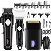 INF Professionell hårklippare skäggtrimmer set Black