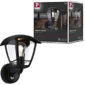 Paulmann 94647 LED-utomhusväggbelysning med rörelsedetektor LED E27 Svart