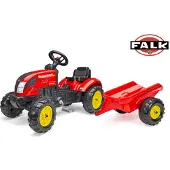 Falk tramptraktor med släp röd 2–5 år
