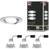 Paulmann 3-lampa Spot Nova Coin, rund och vridbar, i vänd aluminium dimbar, Aluminium / grå / zink, Hall, Aluminium / grå / zink, Modern, Infällda spotlight