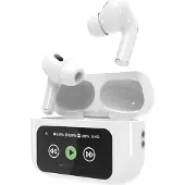 Gembird TWS-LCD-ANC-01-W - True wireless-hörlurar med mikrofon - inuti örat - Bluetooth - aktiv brusradering - vit