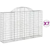 vidaXL Gabioner bågformade 7 st 200x30x120/140 cm galvaniserat järn