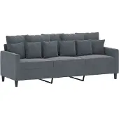 vidaXL 3-sitssoffa mörkgrå 180 cm sammet