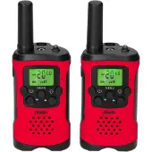 Alecto Walkie-Talkie Set | 2 handenheter | Upp till 7 km | Frekvenskanaler: 8 | PTT / VOX | 24 h standby | Headsetutgång | Inbyggd ficklampa | Röd