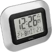 Techno Line WS 8005 DCF Väggklocka 22.8 mm x 22.8 cm x 18 cm x 2.8 cm Silver, Svart Stor display