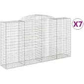 vidaXL Gabioner bågformade 7 st 300x50x160/180 cm galvaniserat järn