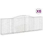 vidaXL Gabioner bågformade 8 st 400x30x120/140 cm galvaniserat järn