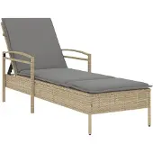 vidaXL Solsäng med dyna beige 63x200x81 cm konstrotting