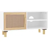 vidaXL Tv-bänk Vit 80x30x40 cm massiv furu och naturlig rotting