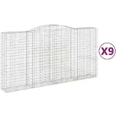 vidaXL Gabioner bågformade 9 st 400x50x200/220 cm galvaniserat järn