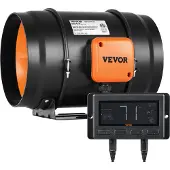 Vevor Inline-kanalfläkt, 203,2 mm 506,2 CFM med temperatur- och fuktighetsregulator, tyst EC-motorventilationsfläkt för kylförstärkare, odlingstält, hydroponik