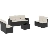 vidaXL Loungegrupp för trädgården med dynor 8 delar svart konstrotting