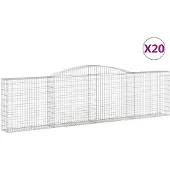 vidaXL Gabioner bågformade 20 st 400x30x100/120 cm galvaniserat järn