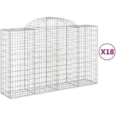 vidaXL Gabioner bågformade 18 st 200x50x120/140 cm galvaniserat järn
