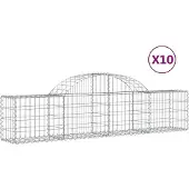 vidaXL Gabion bågformad 10 st 200x30x40/60 cm galvaniserat järn