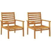 vidaXL Set med 2 Trädgårdsfåtöljer, Stolar med Armstöd, Sittplatser med Ryggstöd, Utemöbler för Terrass, Trä 366374