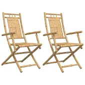 vidaXL Hopfällbara trädgårdsstolar 2 st 53x66x99 cm bambu