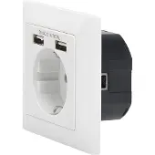 Digitus DA-70613 Eluttag Infälld USB-uttag Vit