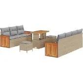 vidaXL Trädgårdsoffset med kudde 13 pcs Beige och Ljusgrå konstrotting