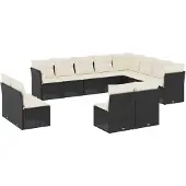 vidaXL Loungegrupp med dynor 12 delar svart konstrotting
