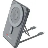 Verbatim Charge 'n' Go - Trådlös powerbank - magnetisk, med stativ - 5000 mAh - 20 Watt - 2.4 A - PD 3.0, QC 3.0, Apple 2.4A, USB BC 1.2, AFC - 3 utdatakontakter (USB-C) - grå