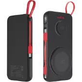 MaXlife Powerbank 10000 mAh med trådlös laddning och inbyggd USB-C-kabel