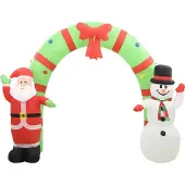 Uppblåsbar juldekoration jultomte & snögubbe LED 223 cm