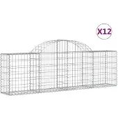 vidaXL Gabioner bågformade 12 st 200x30x60/80 cm galvaniserat järn