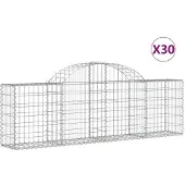 vidaXL Gabioner bågformade 30 st 200x30x60/80 cm galvaniserat järn