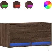 vidaXL Väggmonterad tv-bänk LED brun ek 80x31x35 cm