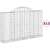 vidaXL Gabioner bågformade 13 st 200x30x120/140 cm galvaniserat järn
