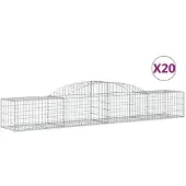 vidaXL Gabioner bågformade 20 st 300x50x40/60 cm galvaniserat järn