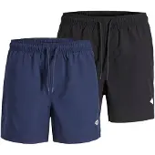 Jack & Jones Badshorts 'JPSTMAUI TROPIC' marinblå / svart