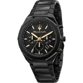 Maserati Stile Chronograph Rostfritt Stål Svart Urtavla Kvarts R8873642005 100M Herrklocka svart