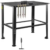 Vevor Svetsbord 91 cm x 61 cm, Svetsarbetsbänk med kapacitet på 360 kg, Kraftig arbetsbänk med 2,4 cm fixturhål och halkfria fotplattor för svetsmontering och reparationsarbeten