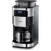 Severin Filterkaffebryggare med inbyggd kvarn - - KA4813 - Kaffemaskin med pekskärm - kanna 10 koppar - Svart/Inox