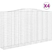vidaXL Gabioner bågformade 4 st 400x50x220/240 cm galvaniserat järn