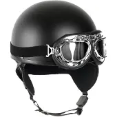 Mil-Tec MOPED HJÄLM POTTHJÄLM VESPA SCOOTER HJÄLM VURPOLLON & GOGGLES PŠKÖPET!