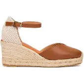 Wonders för kvinnor. YD-SI685 Espadriller i brunt slätt läder (39), Hud, 5 till 8 cm, Spänne, Casual
