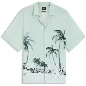 BOSS för män. 50559632 Skjorta Regular fit med turkost tryck (M), Casual, Viskos, Kort ärm