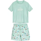 Playshoes UV-skydd 'Surf-Bus' ecru / cyanblå / mint / roströd