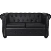 vidaXL Chesterfield 2-sits och 3-sits konstläder svart