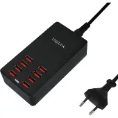 Logilink PA0140 USB-laddningsstation 44 W 8x USB-A Svart Inomhus Auto-Detect