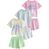 Next Pyjamas chamois / ljusblå / ljusgrön / rosa