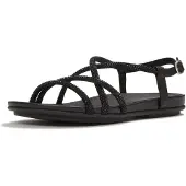 FitFlop Fino Tå-Post Läder Kvinnors Helt Svarta Sandaler