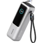 Anker - Powerbank - inbyggd utdragbar kabel - 25000 mAh - 165 Watt - silver