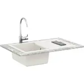 vidaXL Diskho Vit 780 x 500 mm 80% Kvarts och 20% Resin